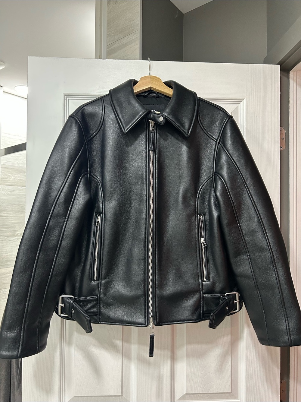 Zara Black Faux Leather Zip Jacket